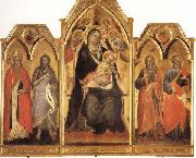Spinello Aretino Madonna and Child Enthroned with SS.Paulinus,john the Baptist,Andrew,and Matthew oil painting reproduction